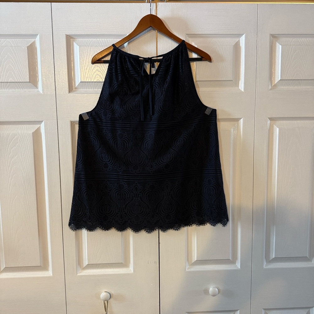 LOFT Navy Lace Halter Top